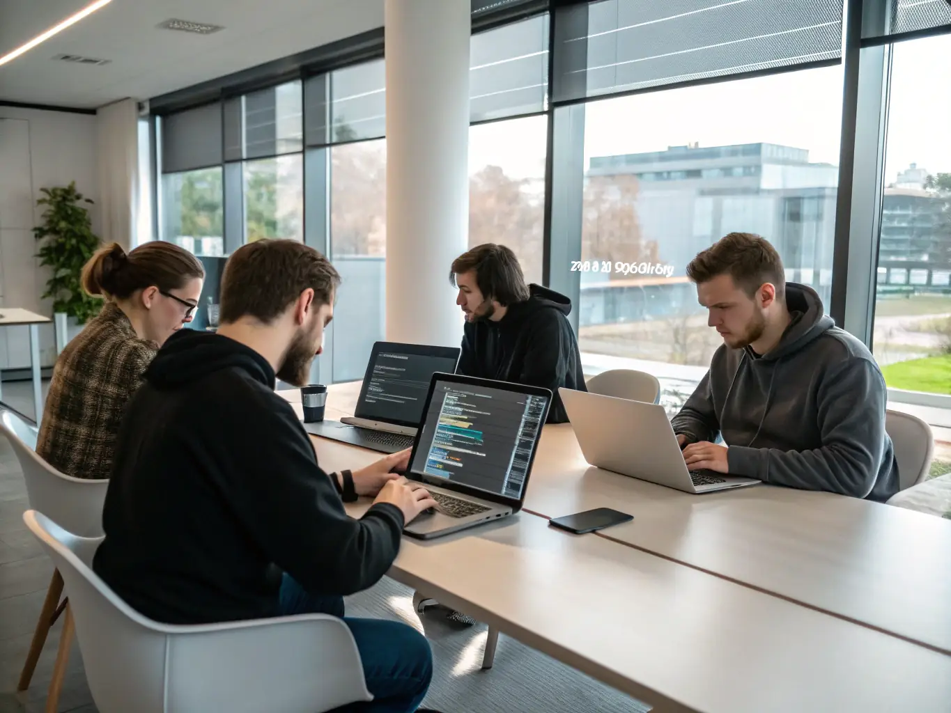 A team of software developers collaborating on a custom software project, showcasing their expertise and dedication to creating tailored solutions for clients.